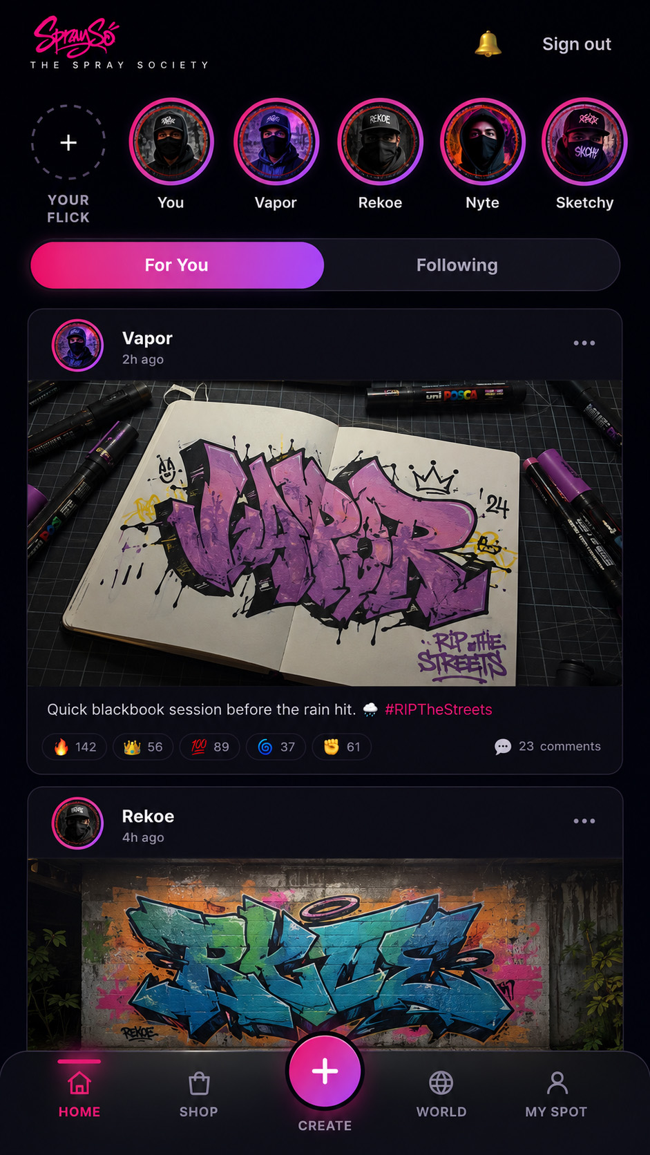 The SpraySo feed: writers posting pieces, flicks and reactions
